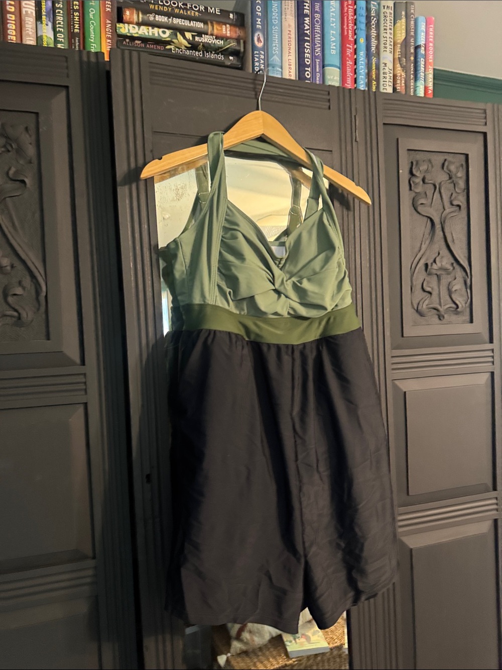 NEW BloomChic Olive Green + Black Swim Romper